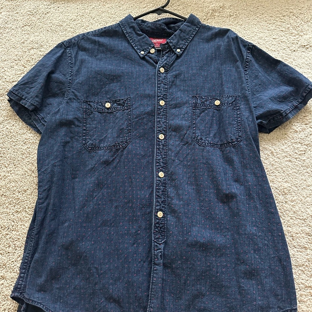 Arizona Jean Company Blue Casual Button Down Shirt